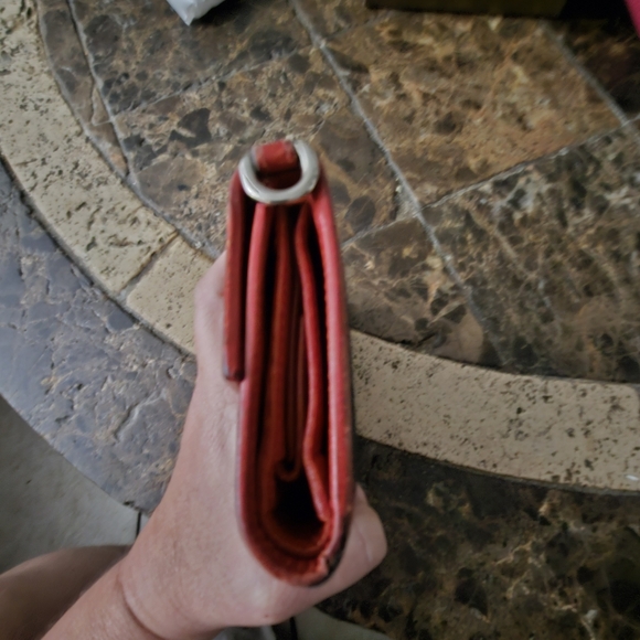 GUCCI VINTAGE ITALIAN COLOR RING WALLET LEATHER CANVAS TRIFOLD ITALY RED BLACK - Picture 5 of 10